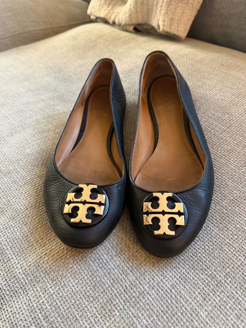 Tory Burch Women's Chelsea Ballet Flats Embossed Pebbled Leather size 8